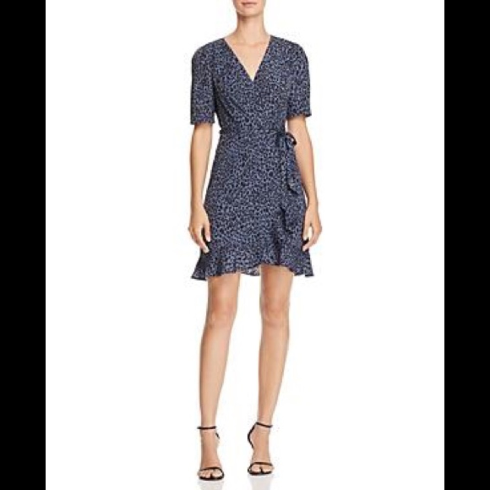 AQUA Leopard Print Wrap Tea Dress
